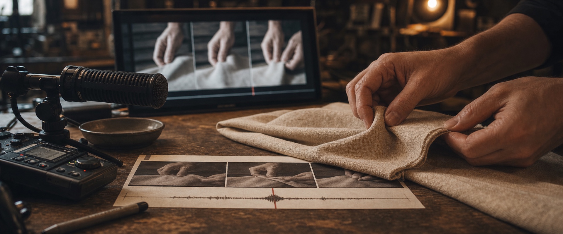 In ambient video the sound is not decoration. If the crease and the rustle disagree by a few frames, the shot stops working.